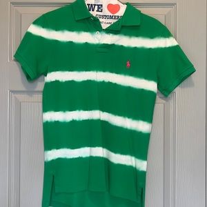 New without tags, green and white polo